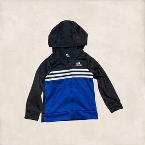 Adidas Blue Black Zip Front Hooded Jacket sz 3T